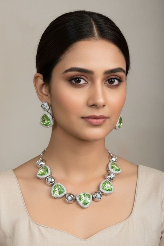 Celebrity Green Swarovski AD Necklace [Premium]