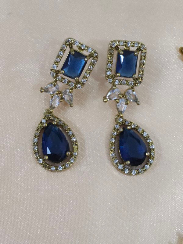 Premium Navy Blue AD Necklace [Mehendi]