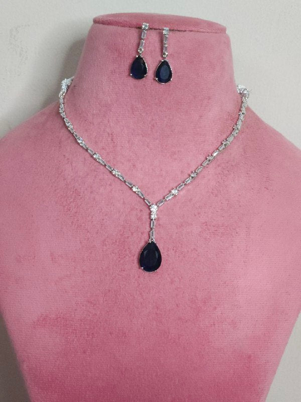 Navy Blue Drop AD Necklace
