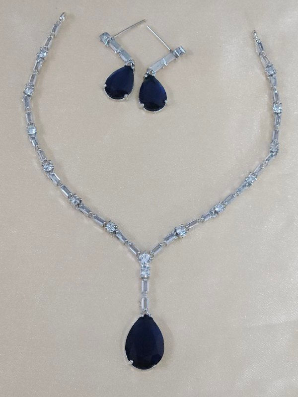 Navy Blue Drop AD Necklace