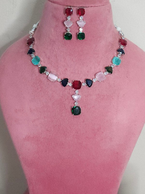 Multi Color Monalisa AD Necklace