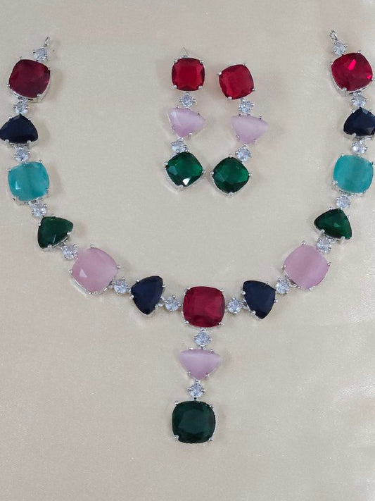 Multi Color Monalisa AD Necklace