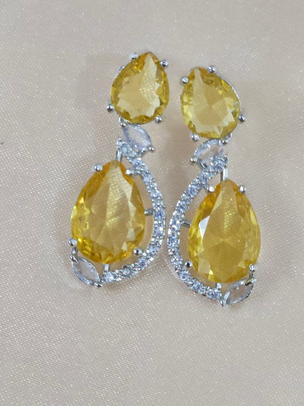 Yellow Multi Drops AD Necklace