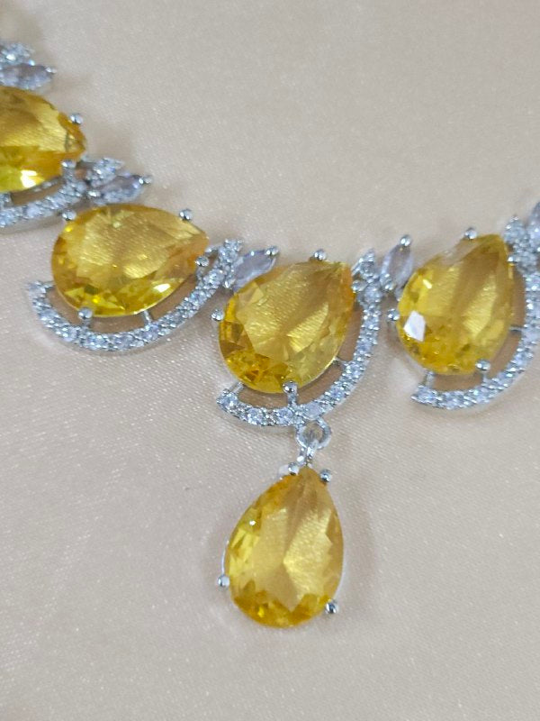 Yellow Multi Drops AD Necklace