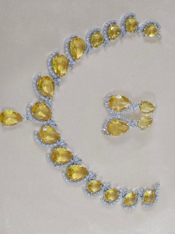 Yellow Multi Drops AD Necklace