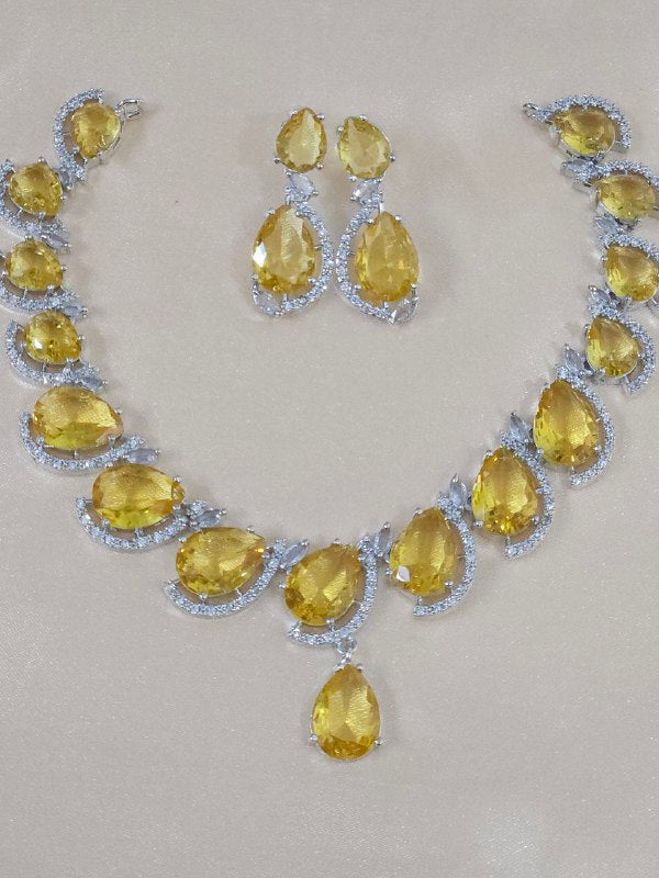 Yellow Multi Drops AD Necklace
