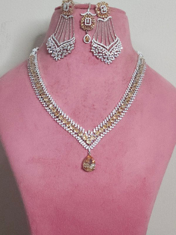 Champagne Celebrity V-Shape AD Necklace