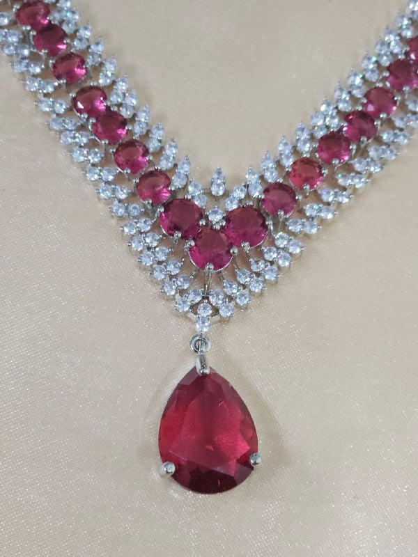 Red Celebrity V-Shape AD Necklace