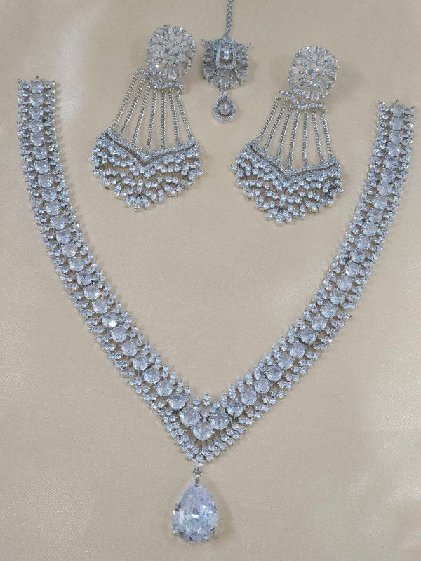 White Drop Celebrity V-Shape AD Necklace