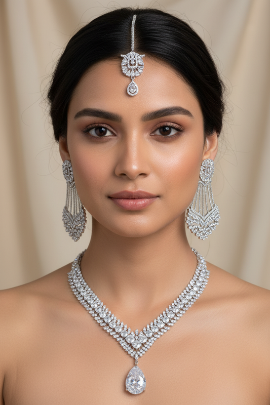 White Drop Celebrity V-Shape AD Necklace