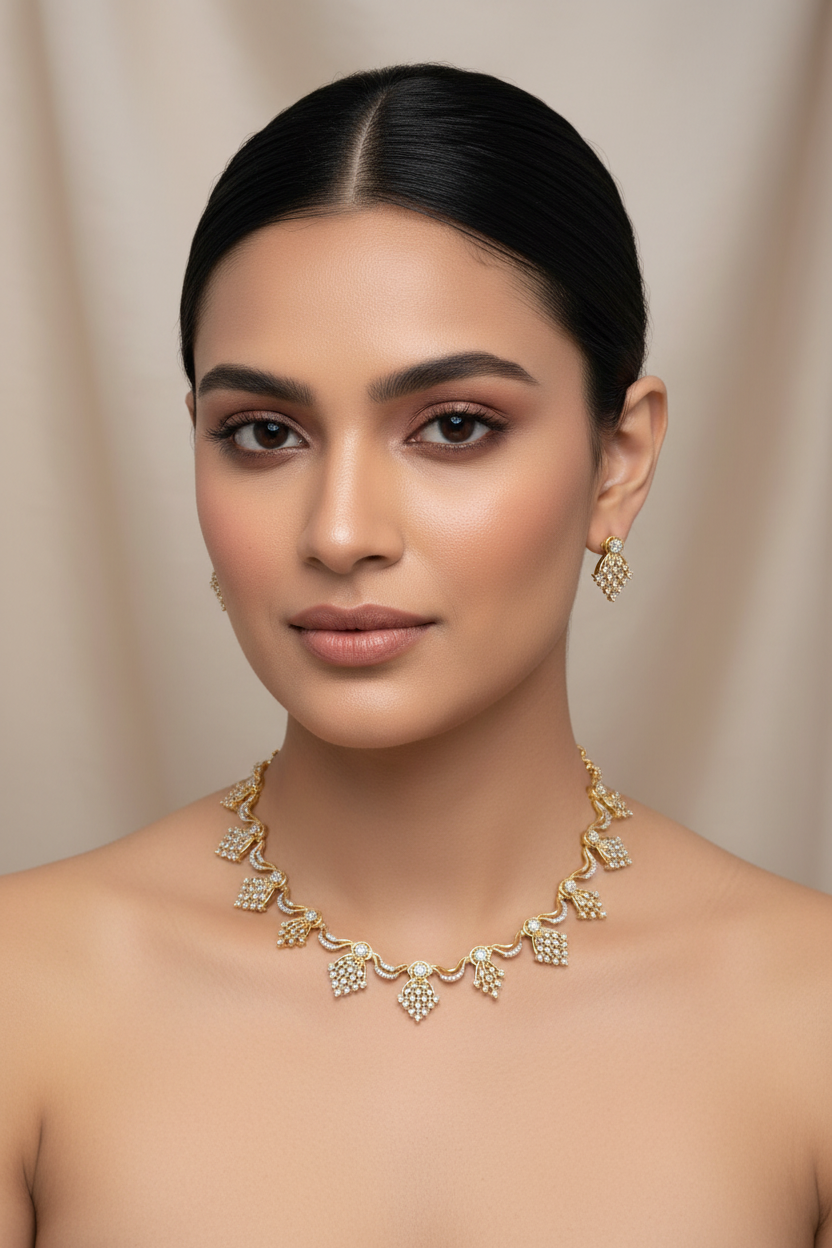 Designer Gold AD Necklace
