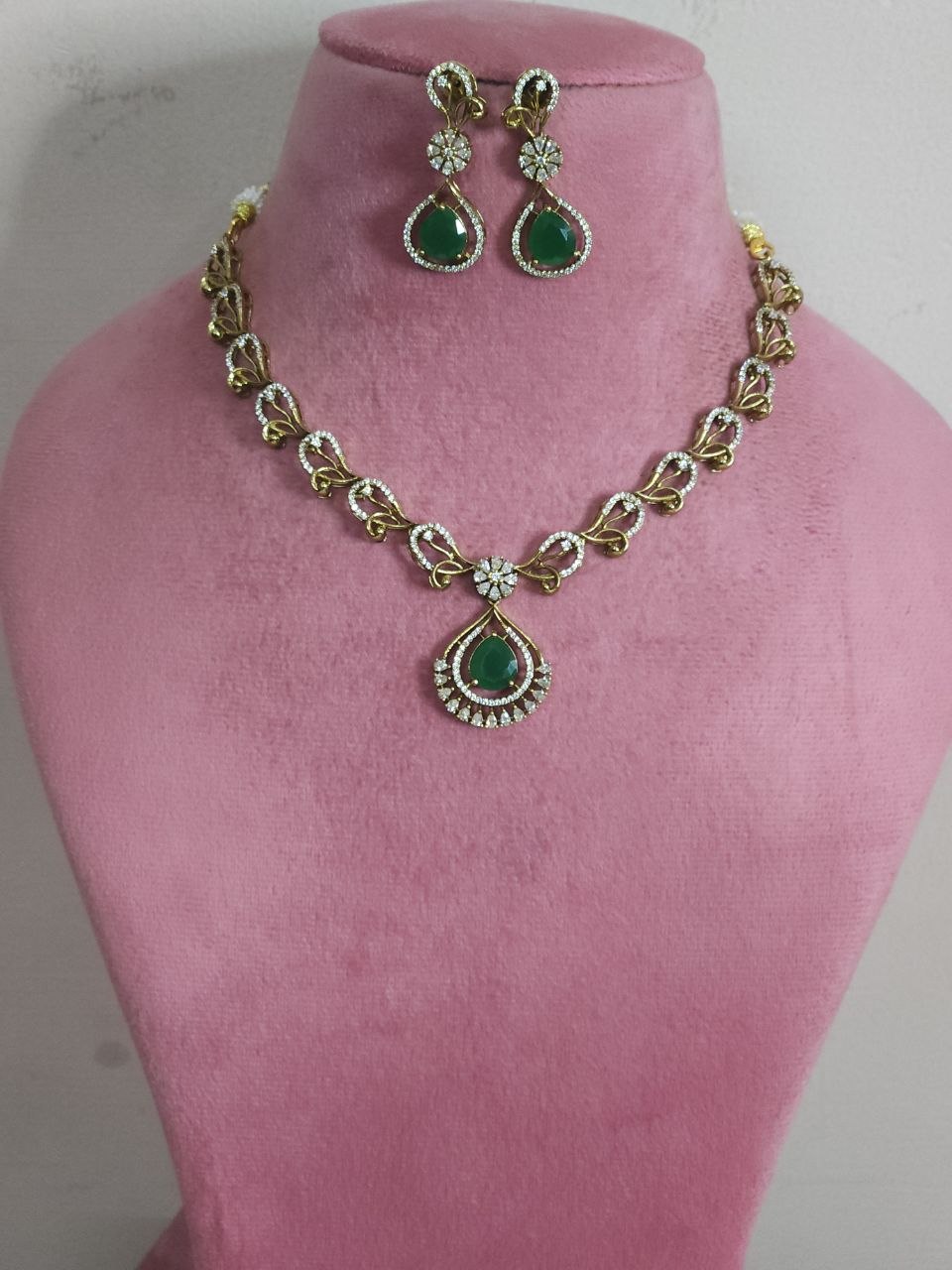 Designer Emerald Green AD Necklace