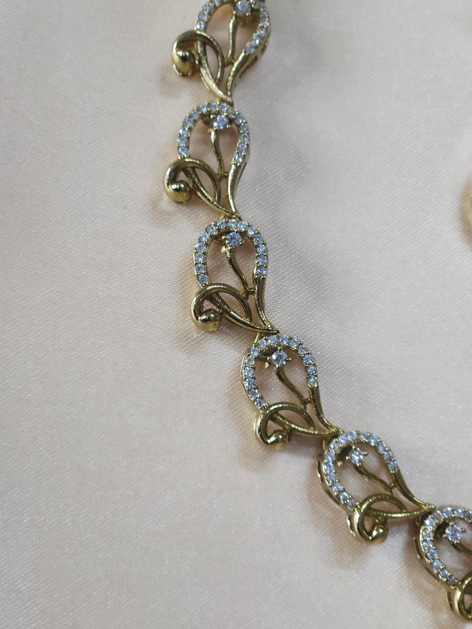 Designer Emerald Green+ Ruby Pink AD Necklace