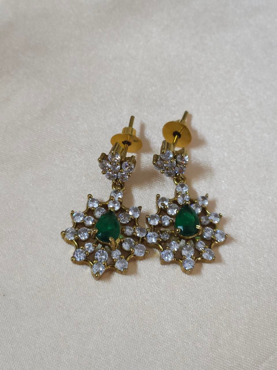 Designer Flower Green AD Hasli Necklace