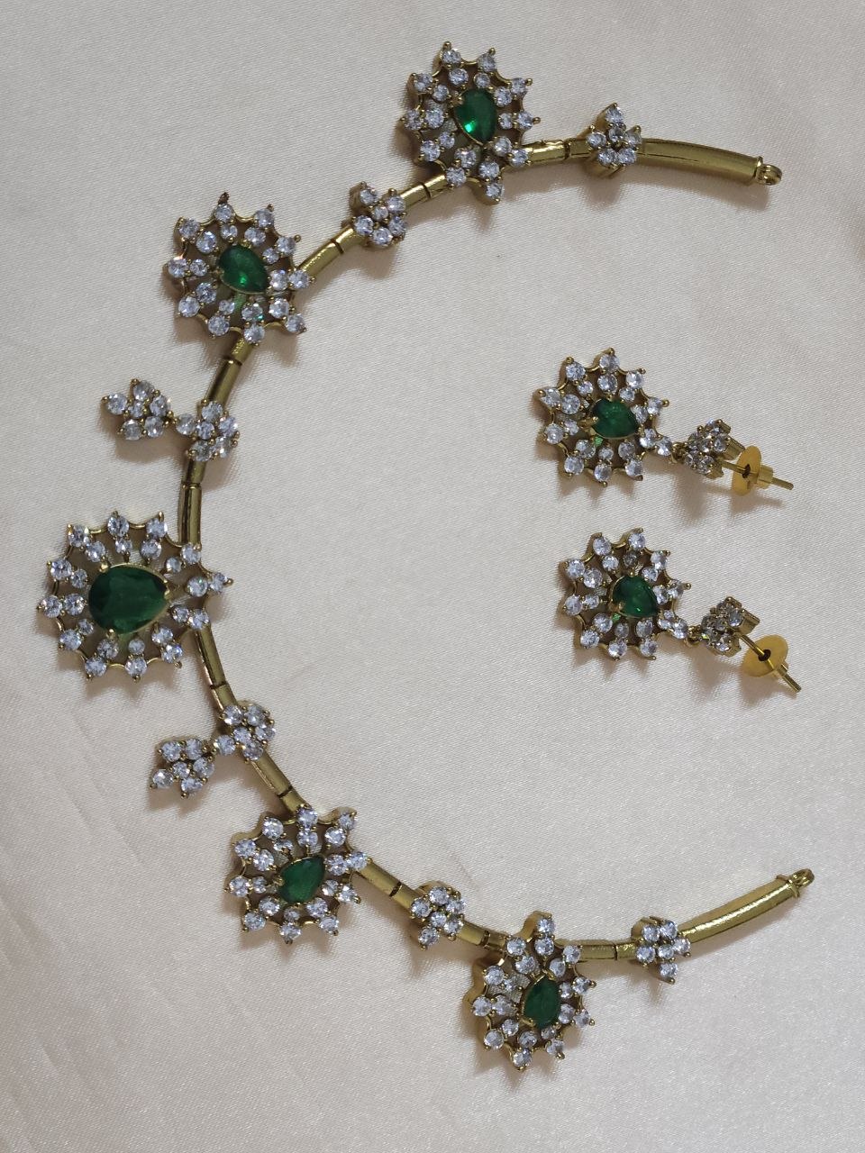 Designer Flower Green AD Hasli Necklace