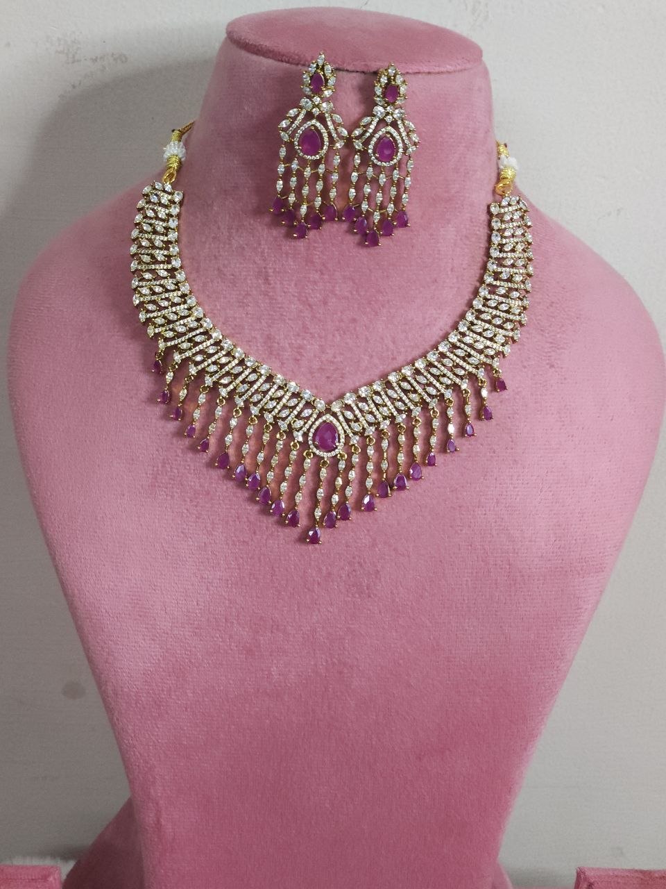 Hangings Ruby Victorian AD Temple Bridal Necklace