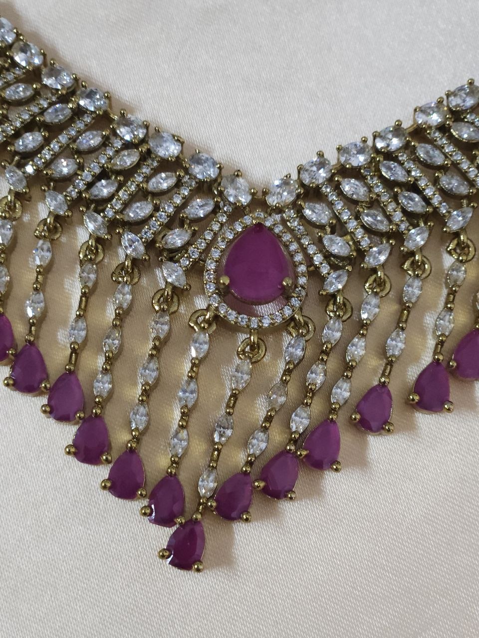 Hangings Ruby Victorian AD Temple Bridal Necklace