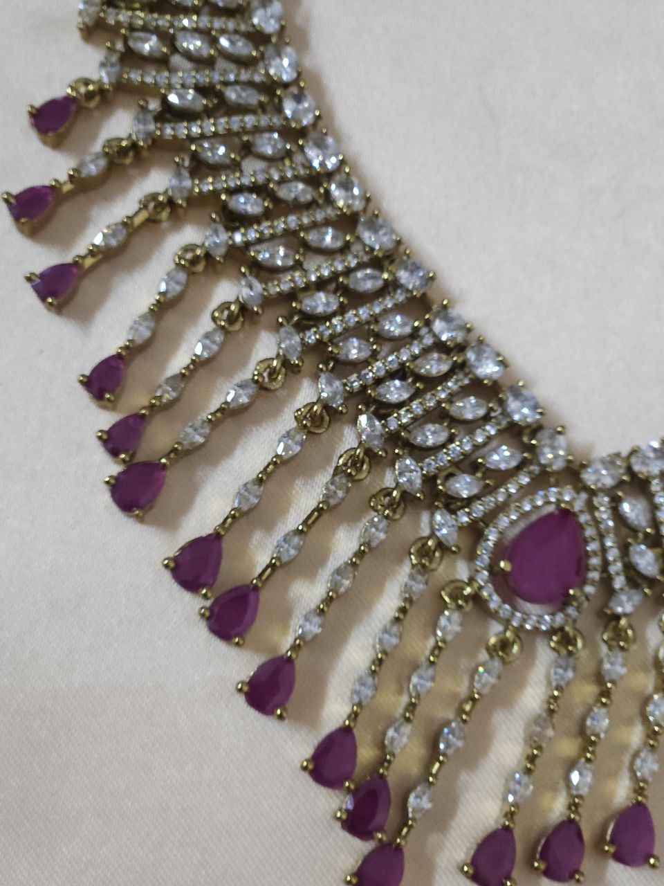 Hangings Ruby Victorian AD Temple Bridal Necklace