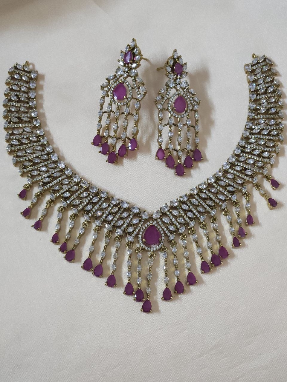 Hangings Ruby Victorian AD Temple Bridal Necklace