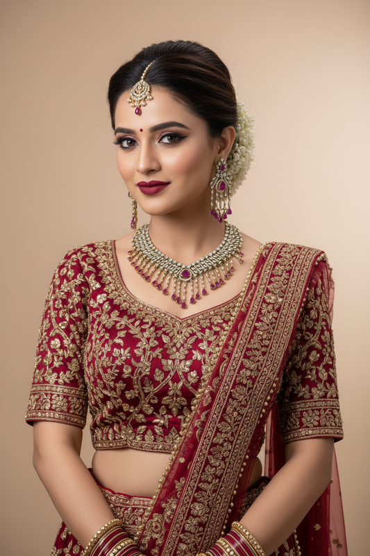 Hangings Ruby Victorian AD Temple Bridal Necklace