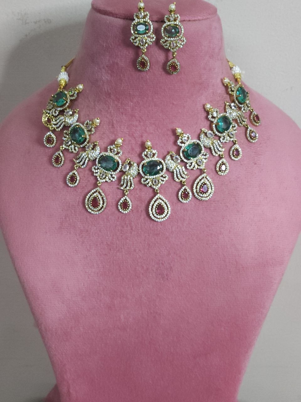 Multicolor AD Victorian Temple Choker Necklace