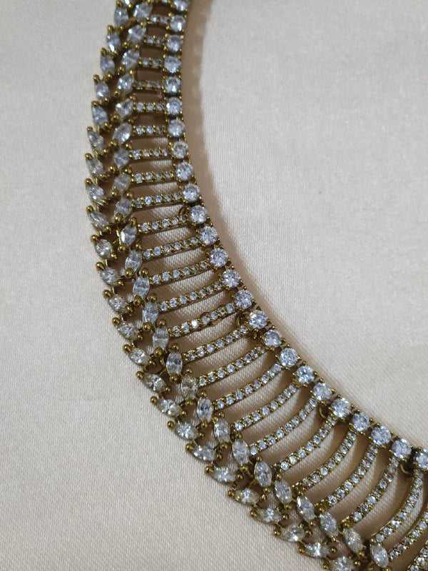 Emerald Green Victorian Bridal Temple AD Necklace