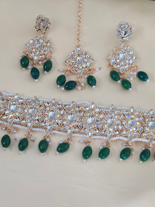 Green Glitter AD Choker Necklace