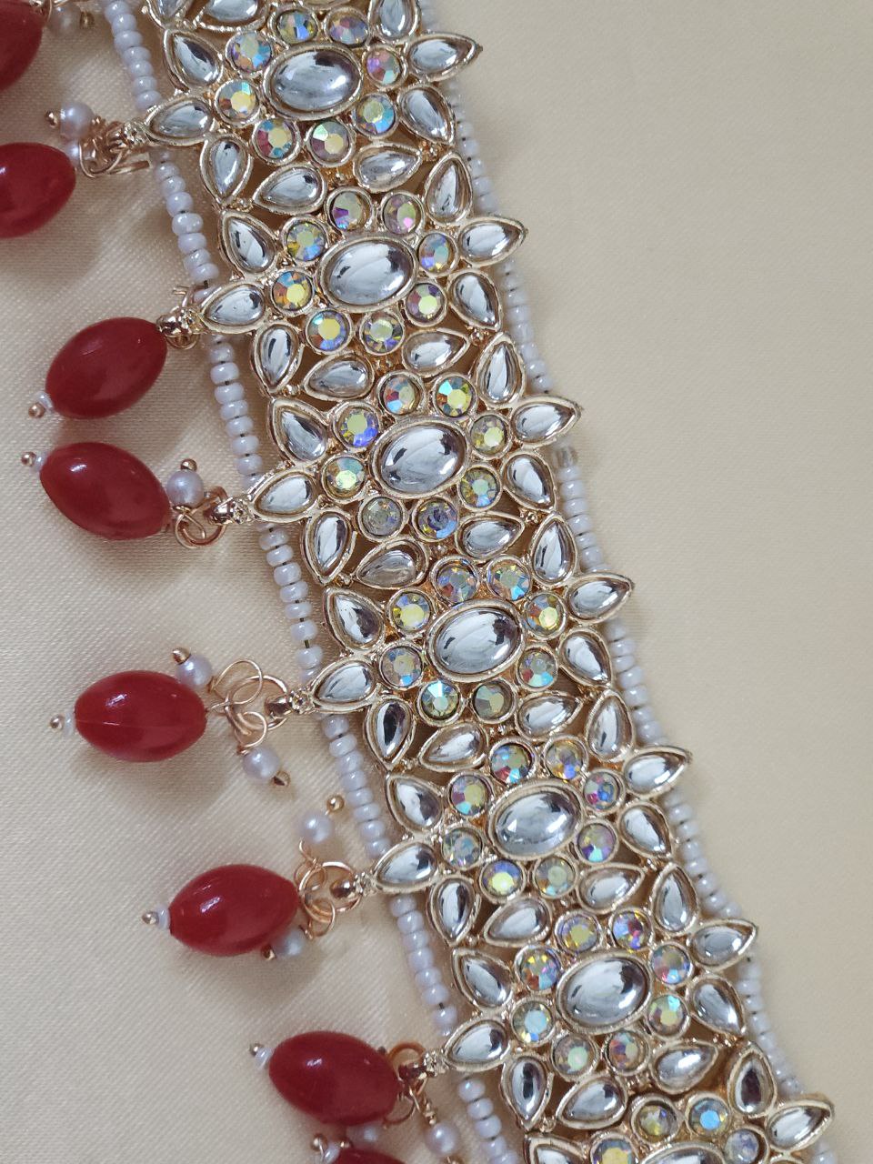 Red Multicolor Glitter Choker Necklace