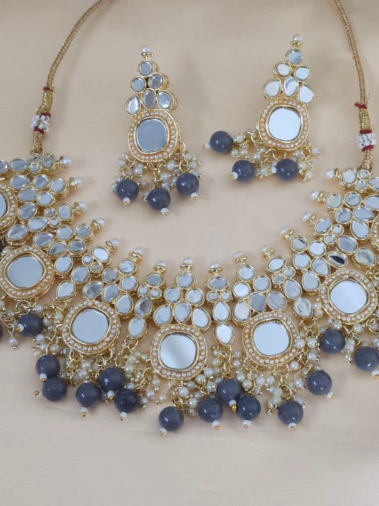 Grey Mirror Pearl Necklace