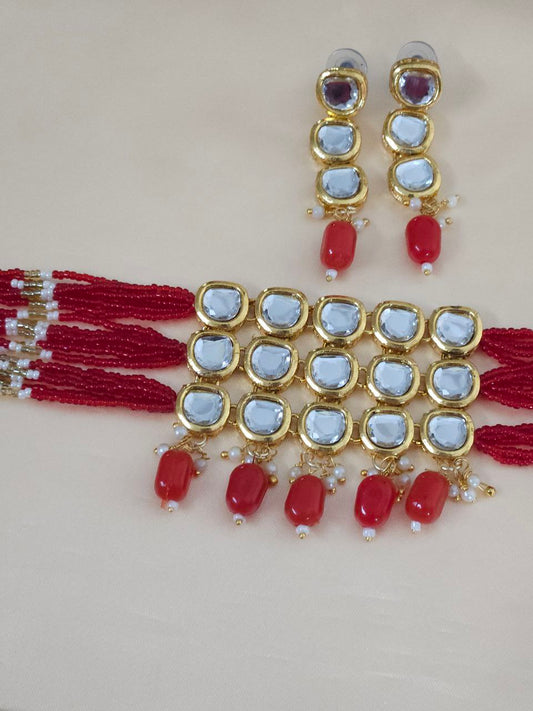 Red Mirror Choker Necklace