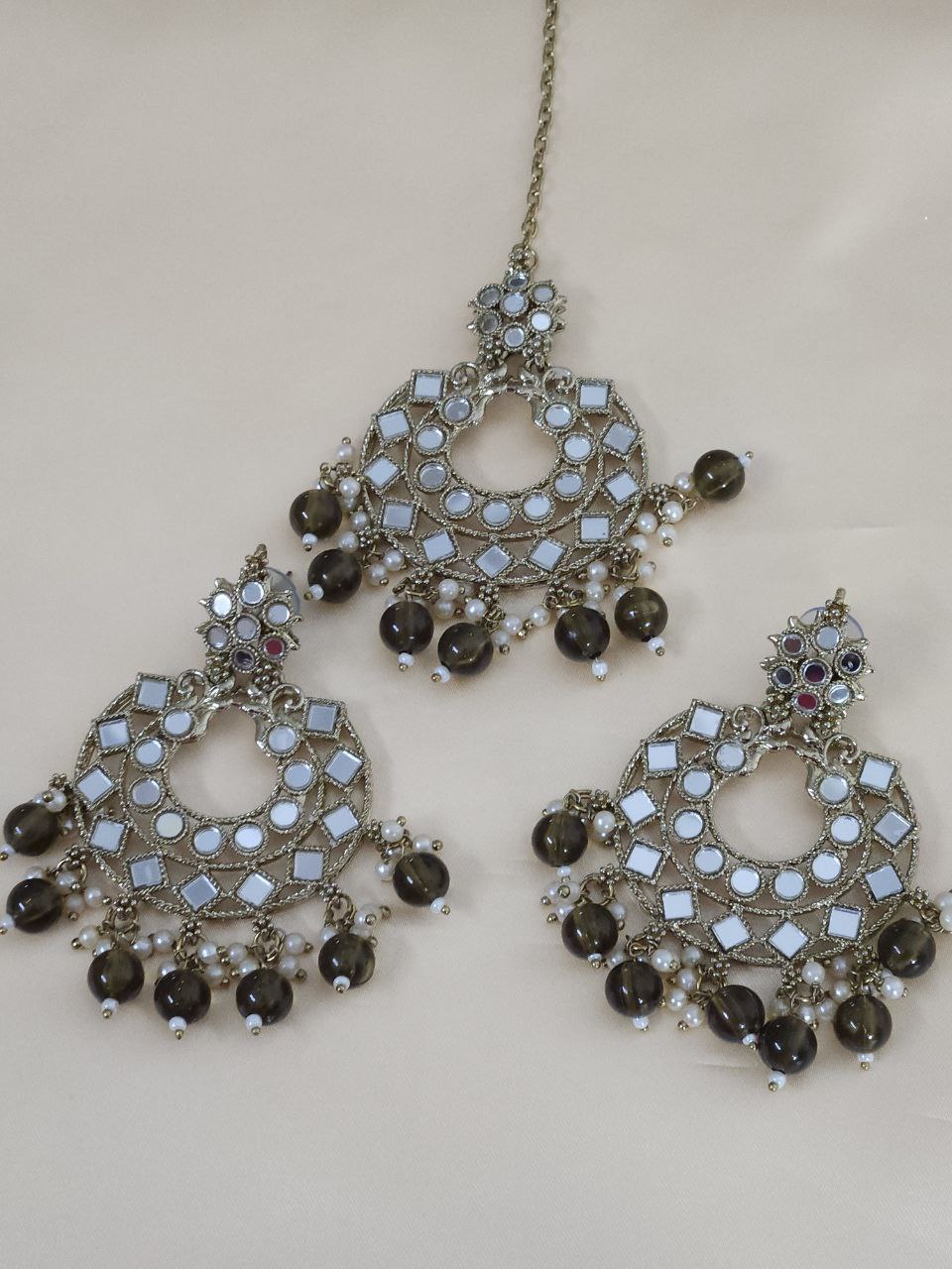 Mehendi Green Mirror Necklace