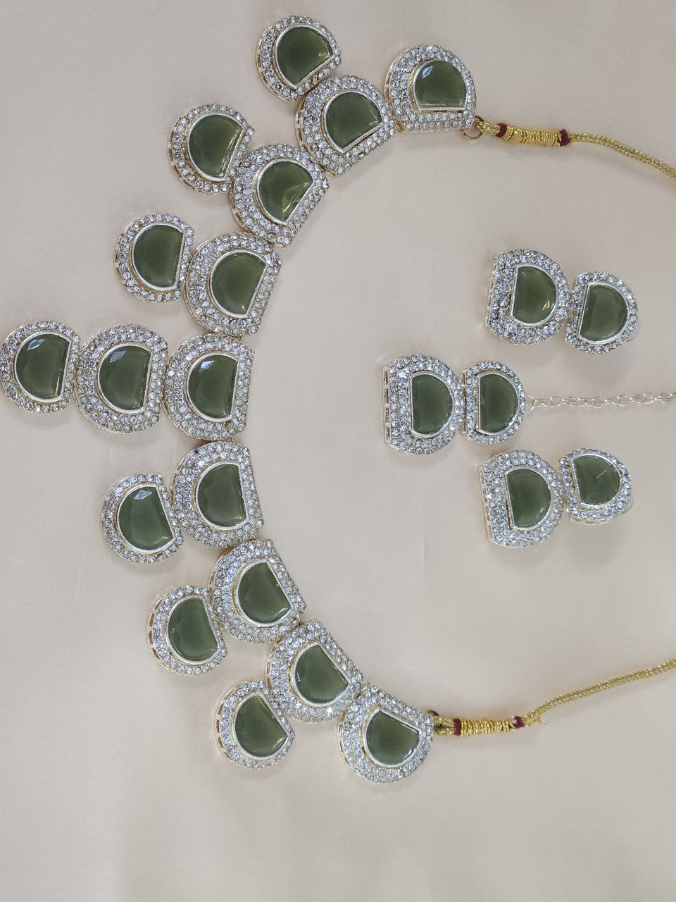 Mehendi Green Moon Big Necklace