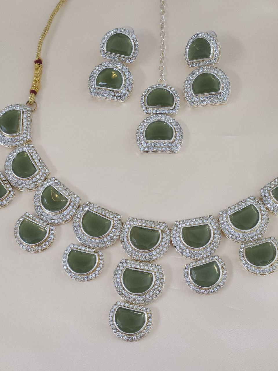 Mehendi Green Moon Big Necklace