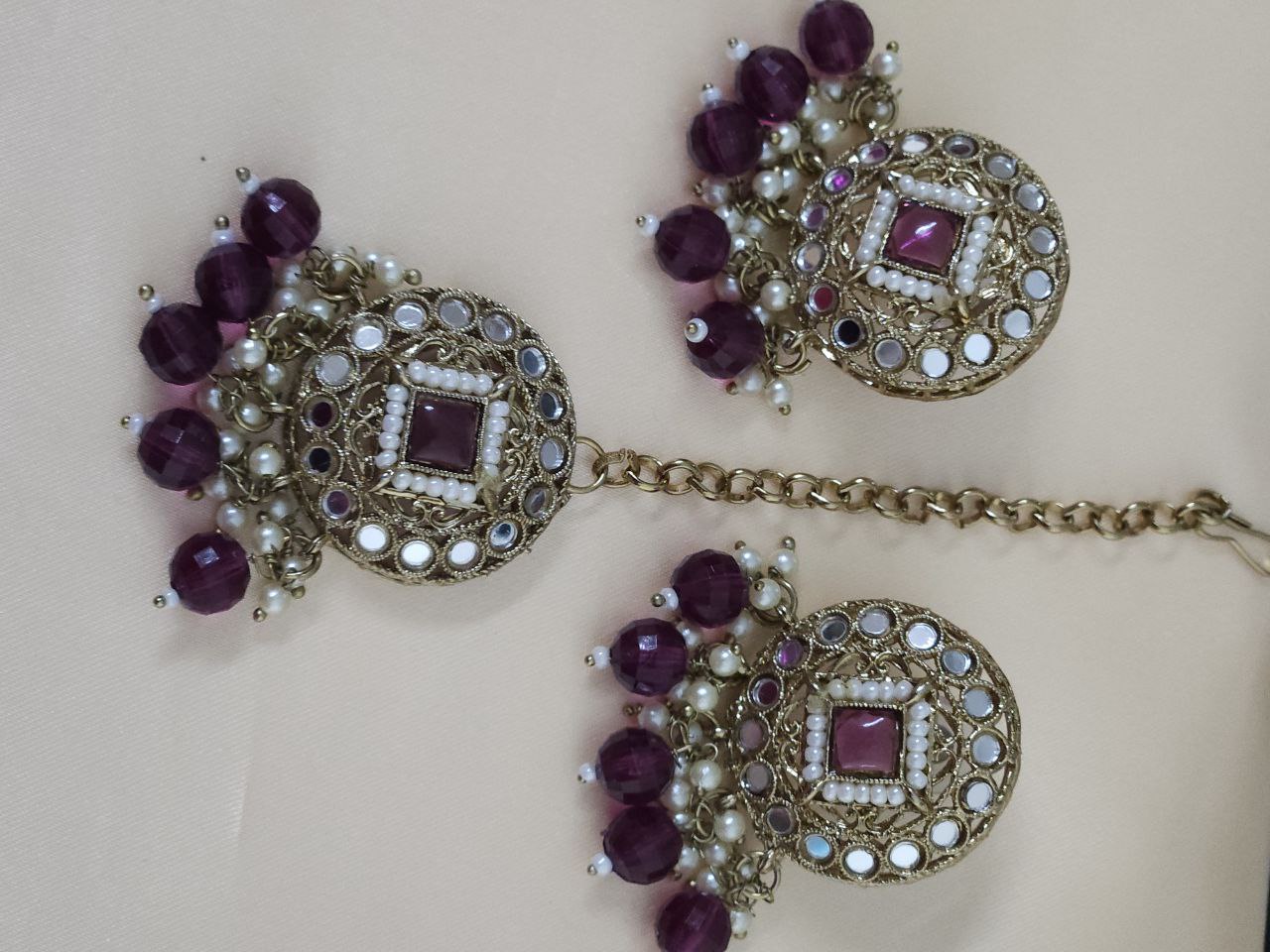 Magenta Mirror Pearl Choker Necklace