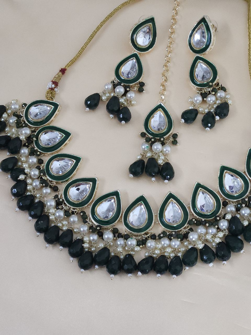 Green Drops Kundan Choker Necklace