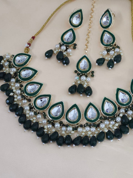 Green Drops Kundan Choker Necklace