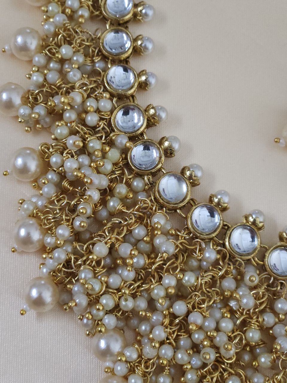 Golden Jhalar Pearl Choker Necklace