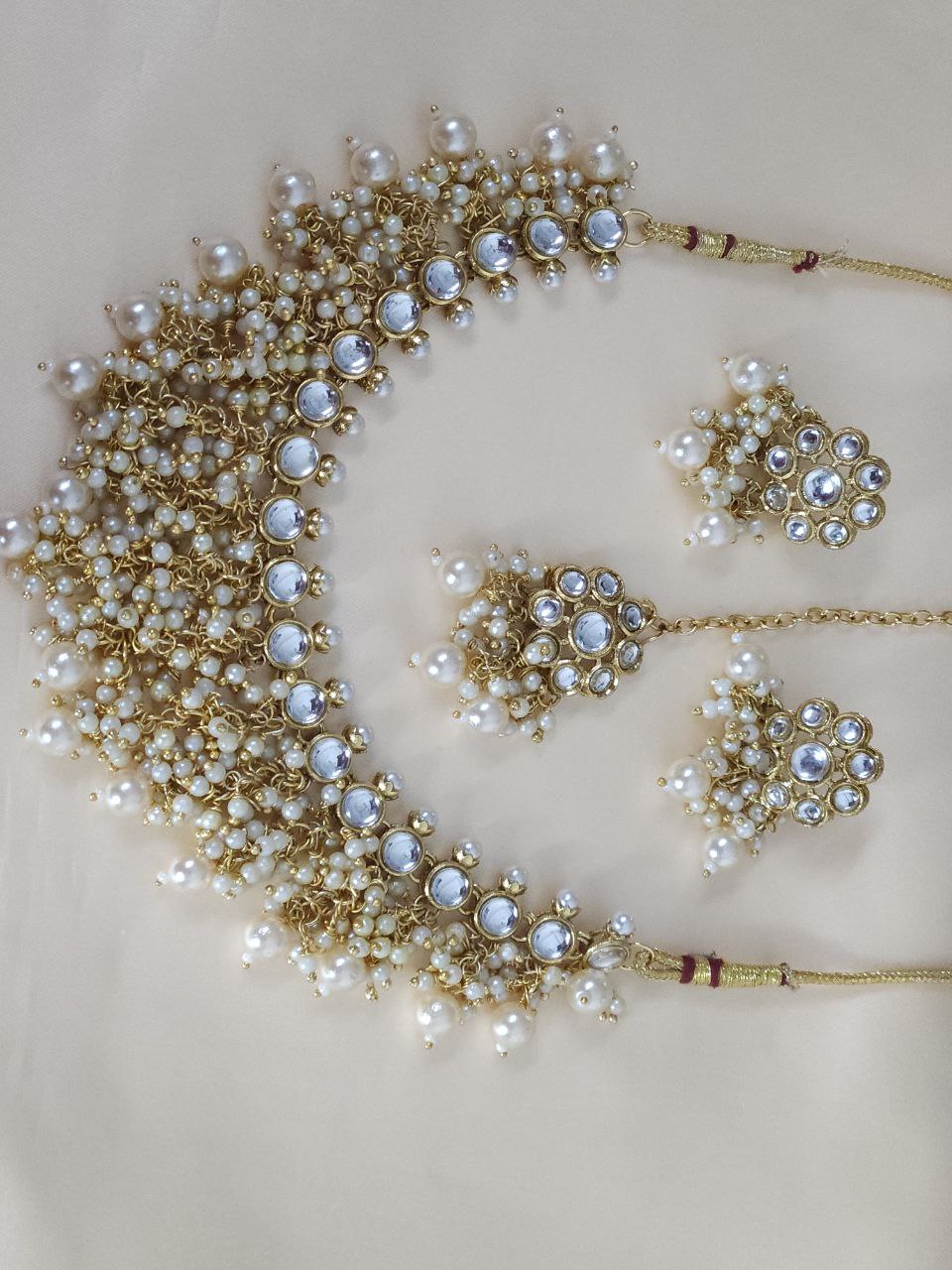 Golden Jhalar Pearl Choker Necklace