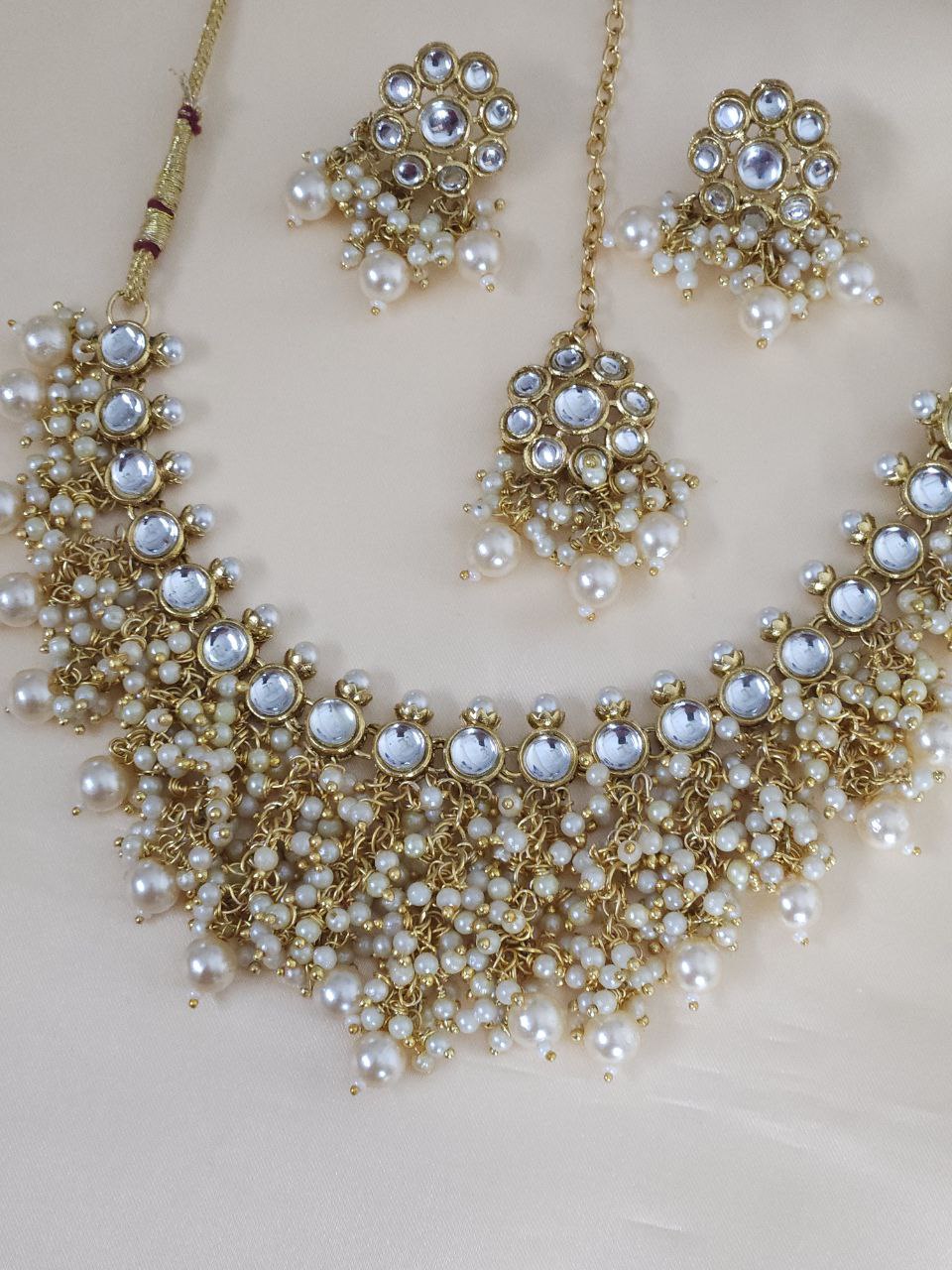 Golden Jhalar Pearl Choker Necklace