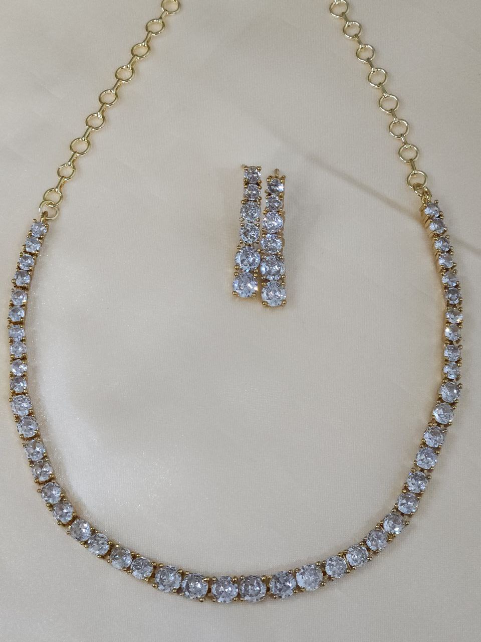 Premium Solitaire Gold AD Necklace