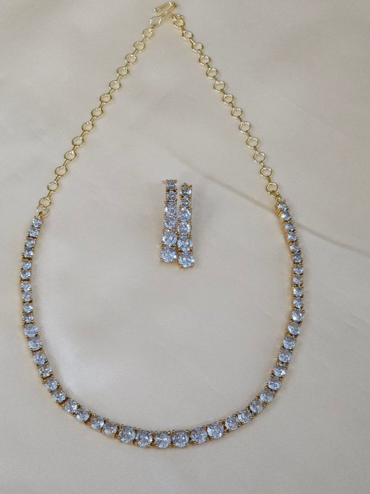Premium Solitaire Gold AD Necklace