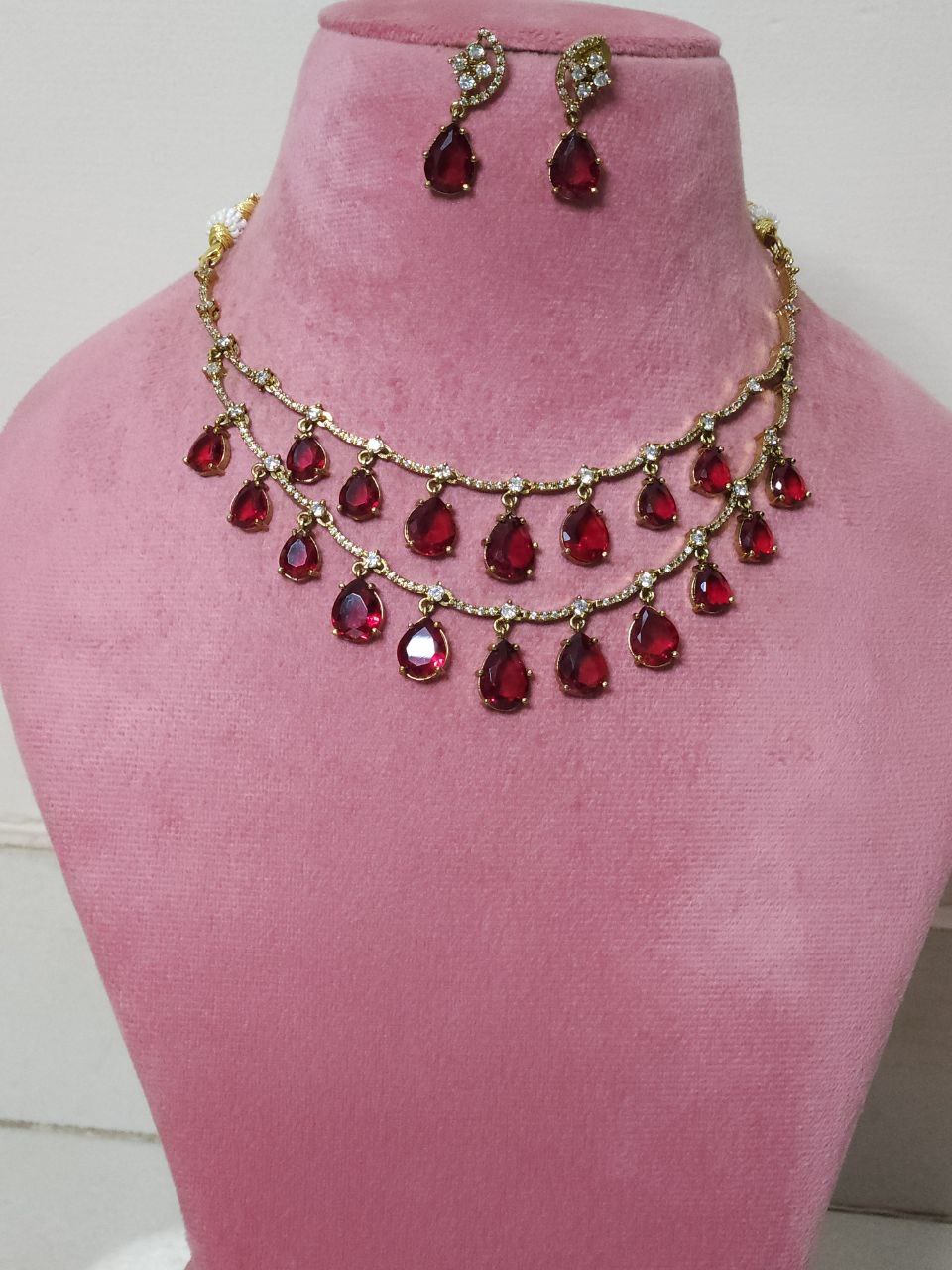 Red Drops 2-Layer AD Necklace