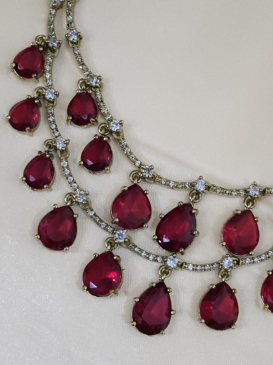 Red Drops 2-Layer AD Necklace