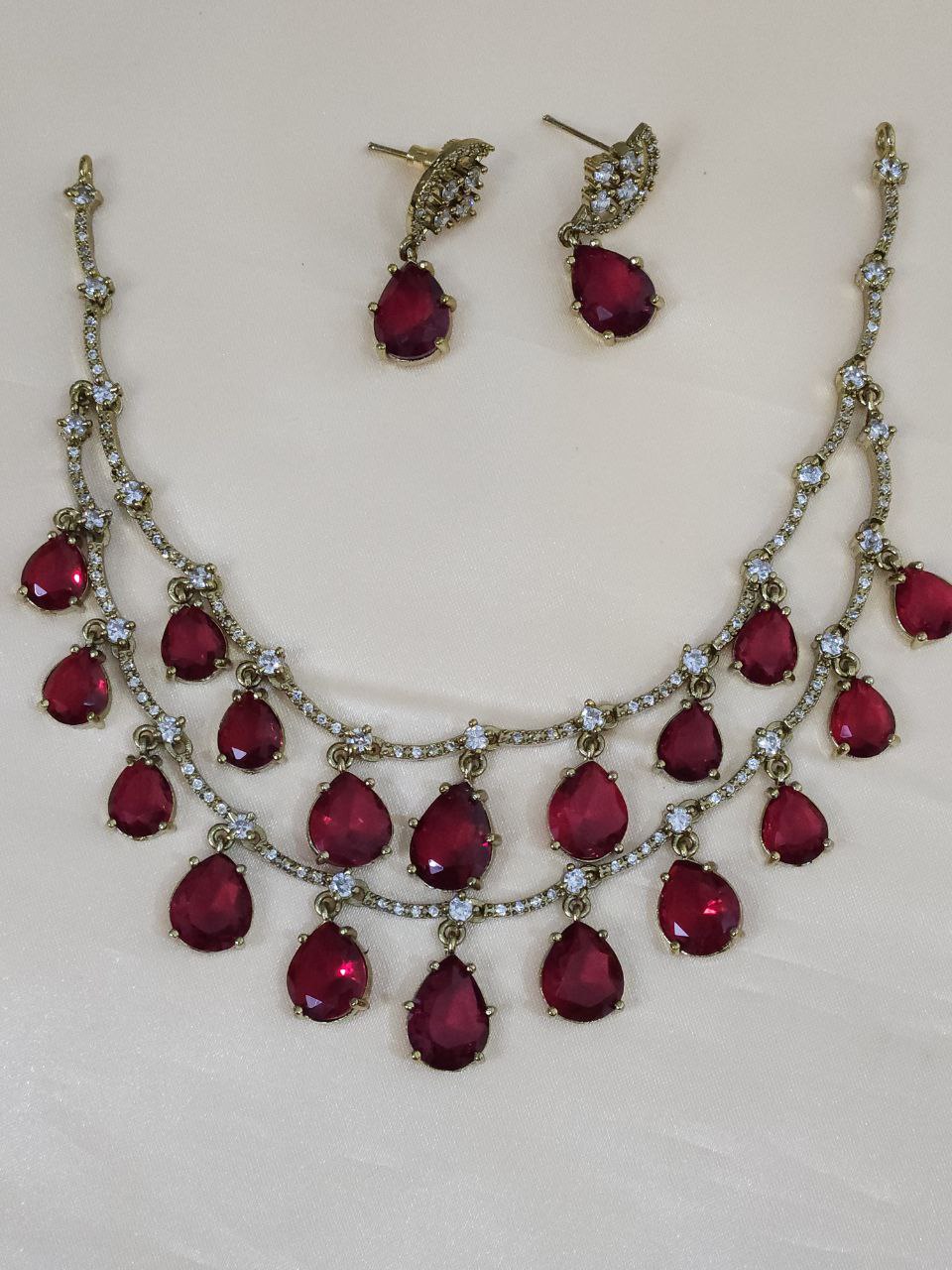 Red Drops 2-Layer AD Necklace