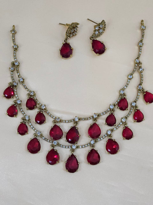 Red Drops 2-Layer AD Necklace