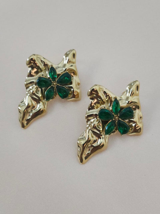 Center Flower Western Gold Earrings
