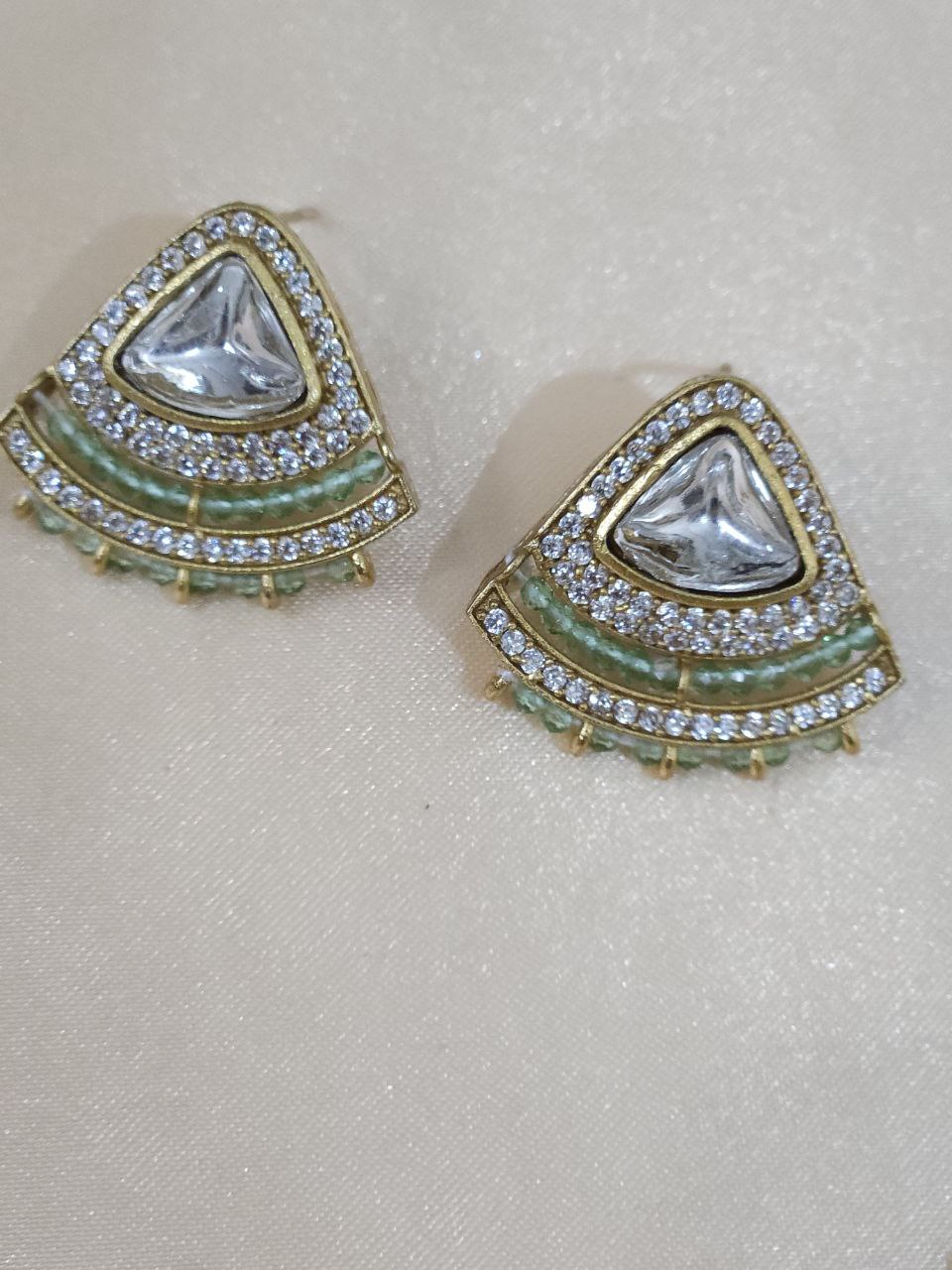 Double Chain Polki AD Gold Necklace