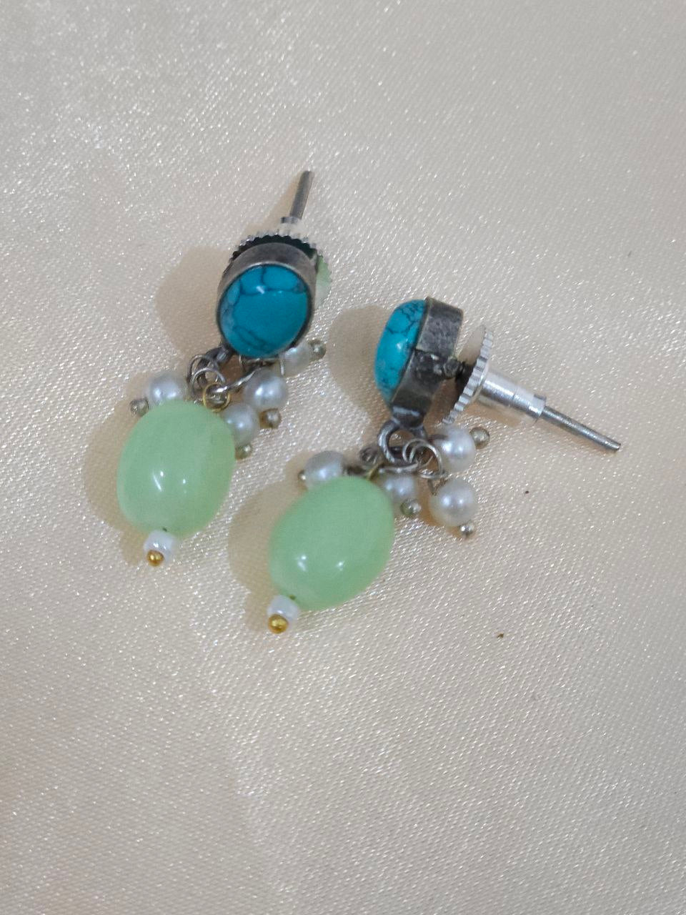 Mint Natural Stone Oxidized Necklace