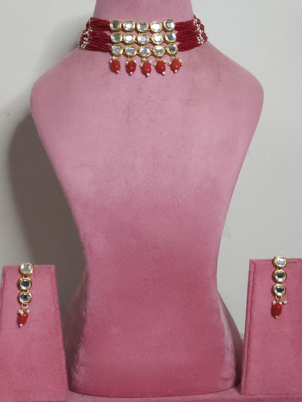 Red Mirror Choker Necklace