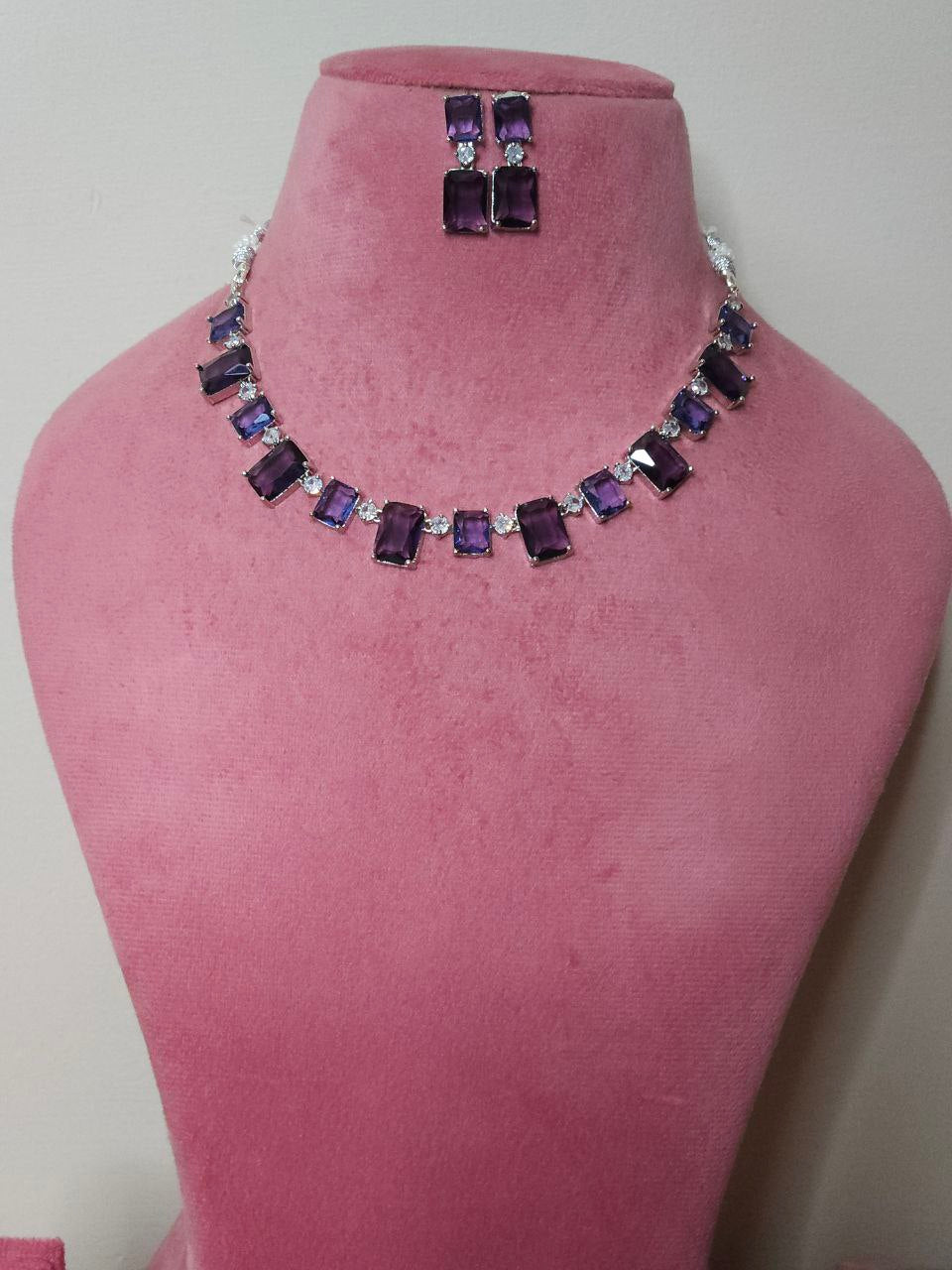 Designer Purple AD Necklace